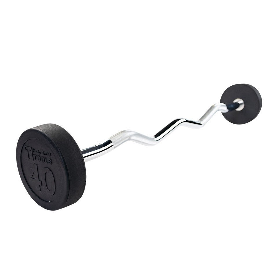 Rubber Coated Fixed Curl Barbell, 40Lb