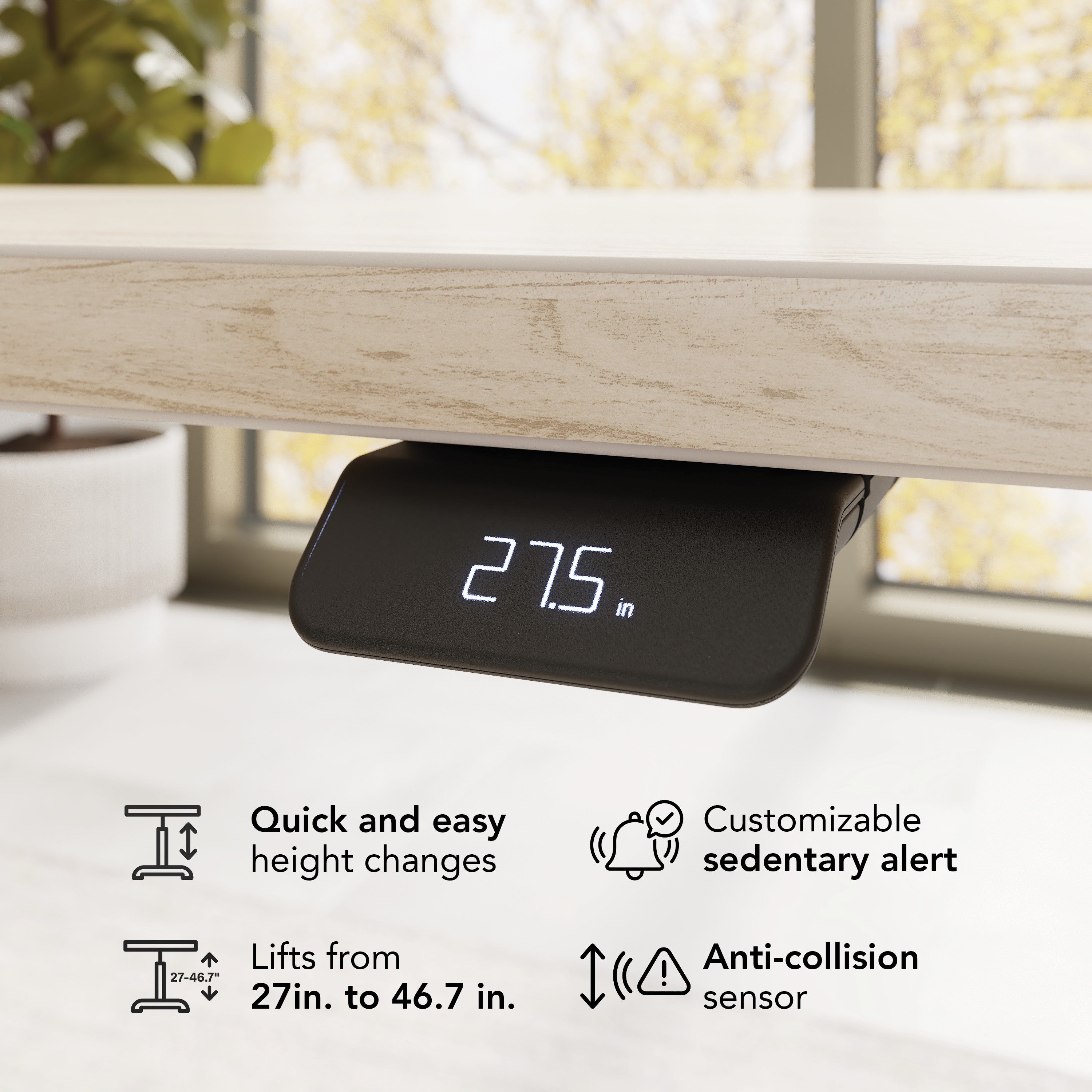 Bush Business Furniture Stratus&nbsp;72W x&nbsp;30D Electric Height Adjustable Standing Desk with Drawers in Natural Elm with White Base - 71.02" Width x 29.37" Depth x 27.44" Height