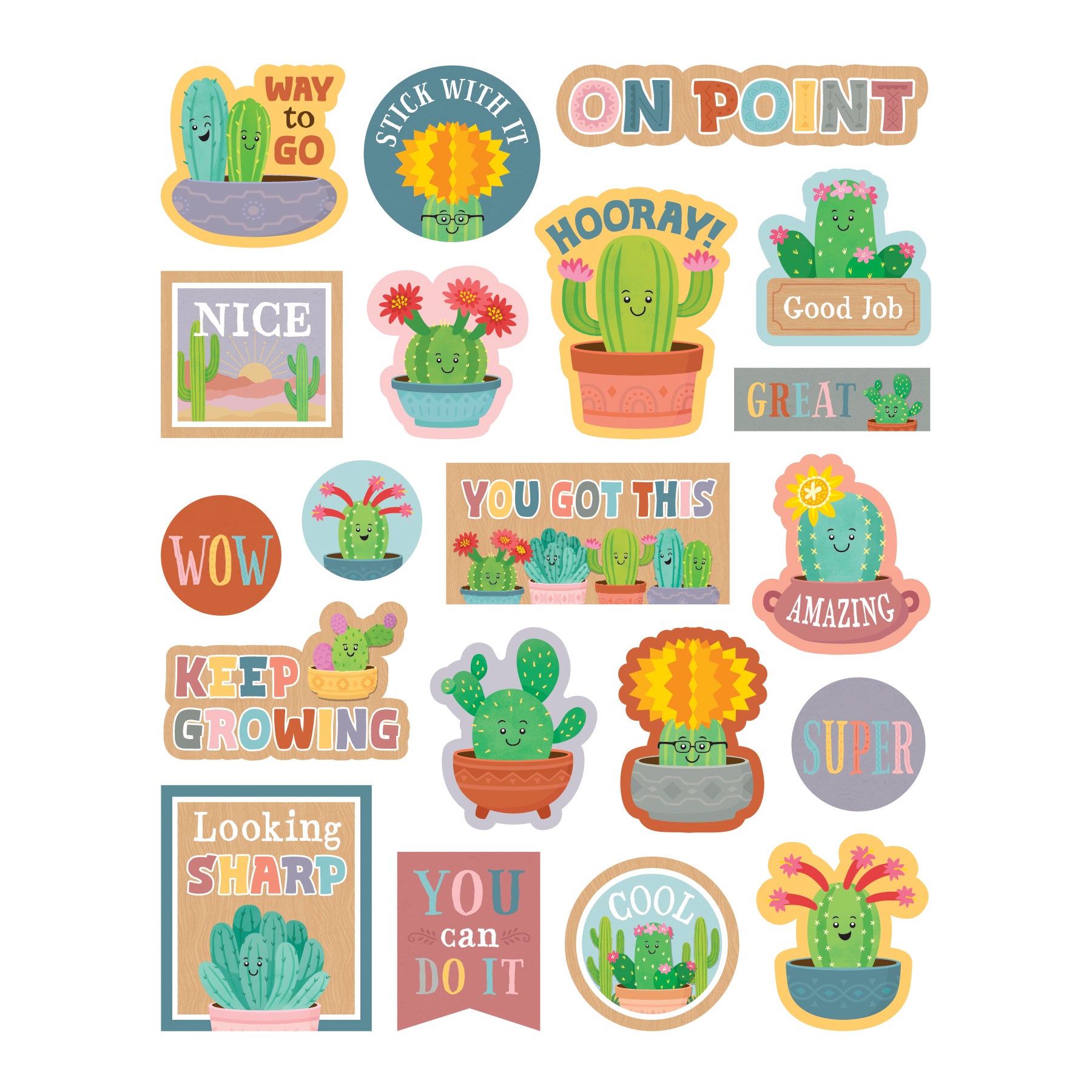 Happy Cactus Crew Stickers, Pack of 120