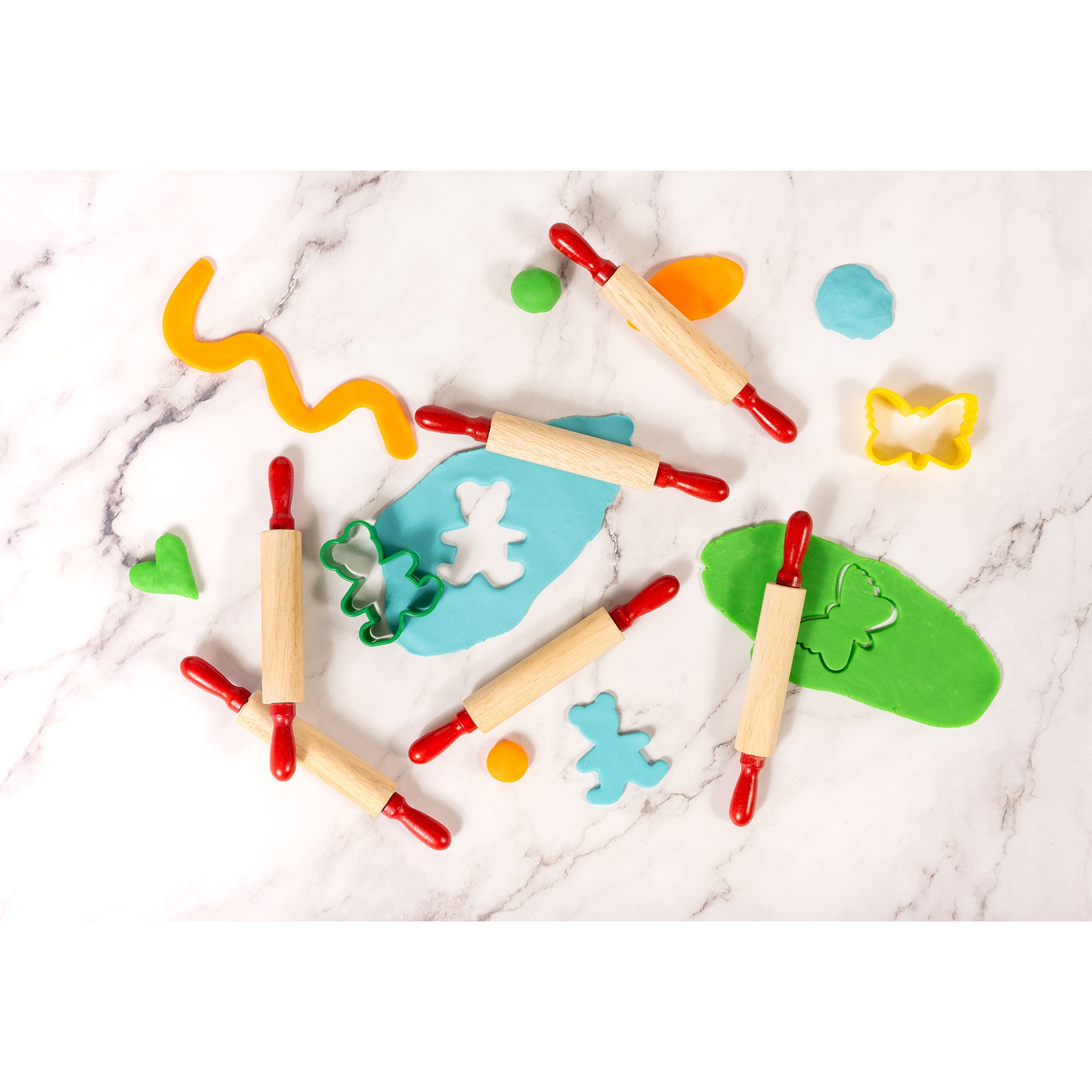 Mini Wooden Rolling Pins, 6 Per Set, 3 Sets