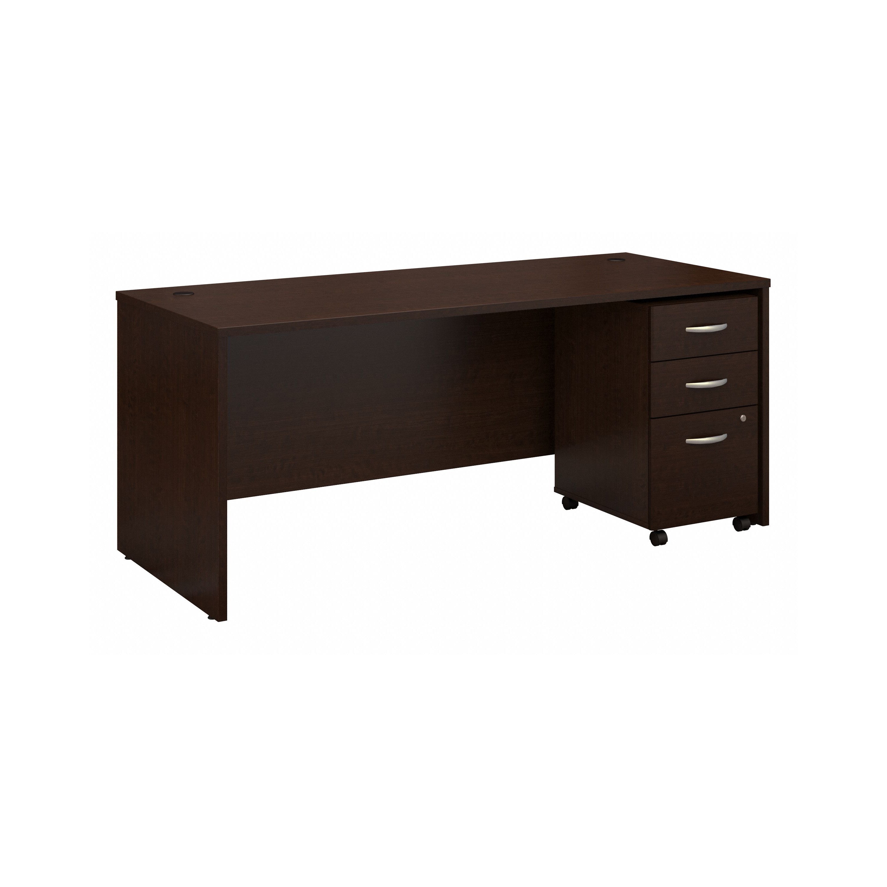 Bush Business Furniture Series C 72W x 30D Office Desk with Mobile File Cabinet in Mocha Cherry - 71.1" Width x 29.37" Depth x 29.84" Height