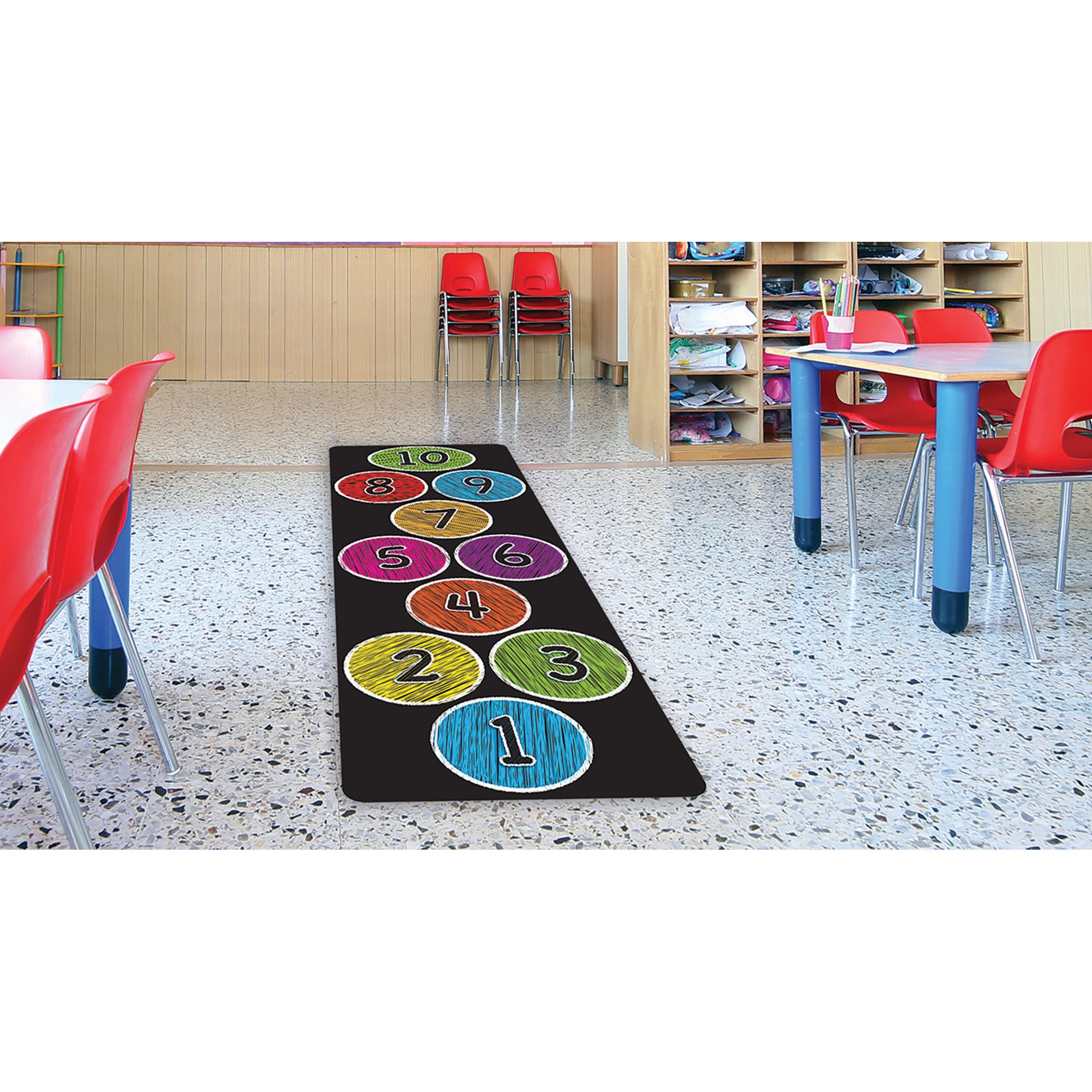 Smart Poly™, The Original Fun Mat™, Mat Runner, 15.5" x 47", Numbers 1-10, Colored Chalk Circles