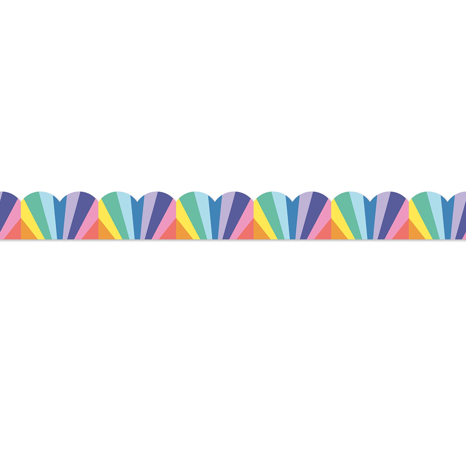 We Stick Together Rainbow Burst Scalloped Bulletin Board Borders, 39 Feet