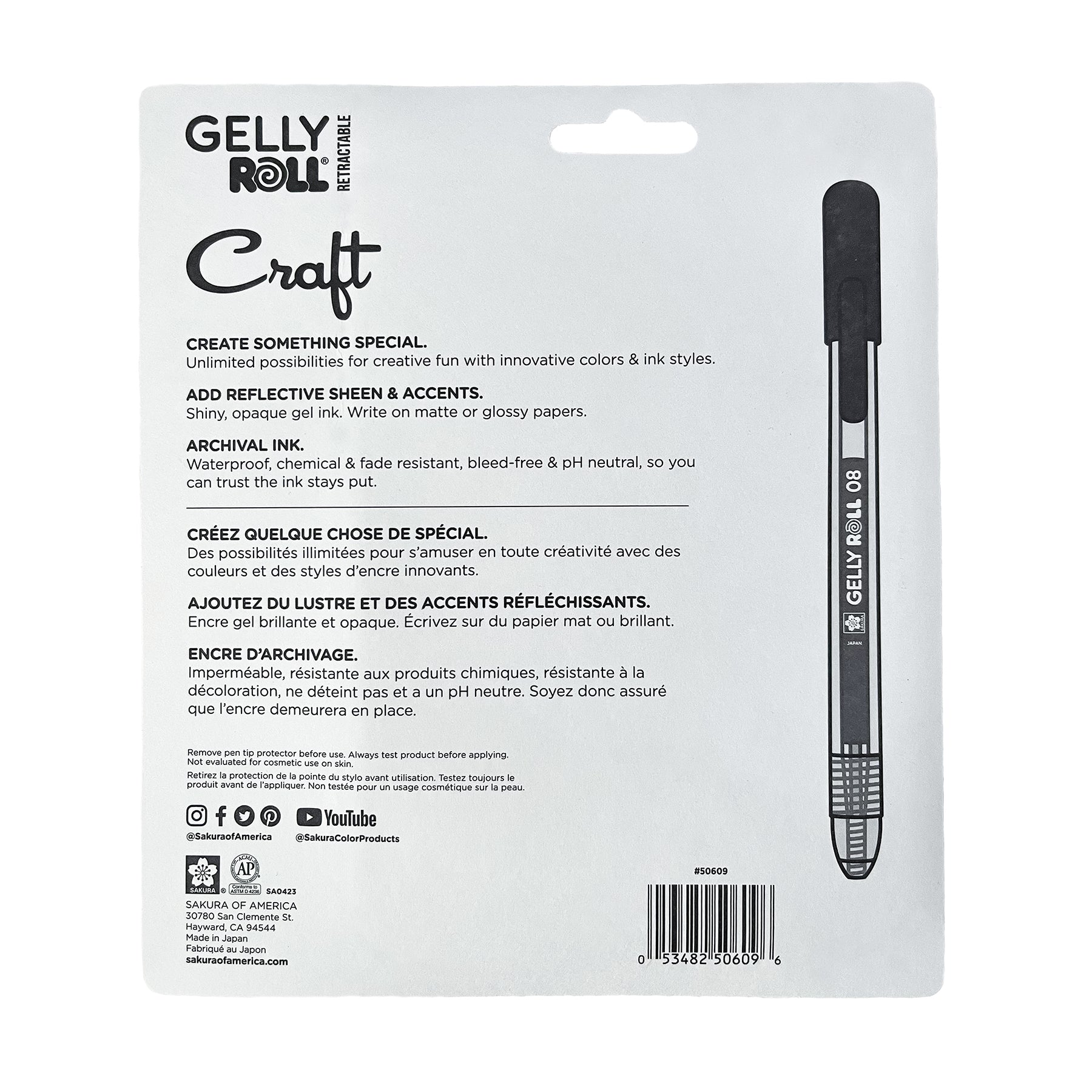 Retractable Craft Gel Pens, Assorted Colors, 10-Pack, Blister Card