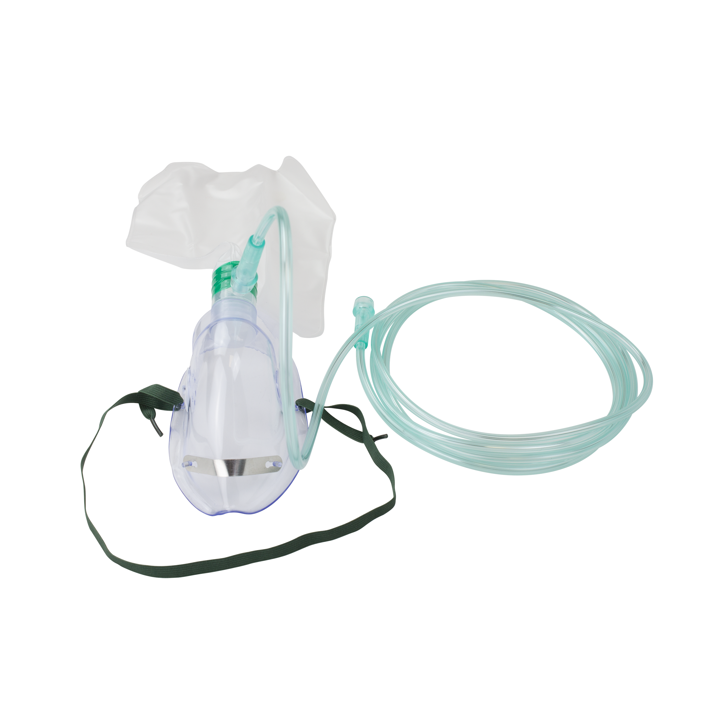 Non-Rebreather Elongated Mask with Safety Vent, Standard Connection, with 7' (2.1m) Tubing, 1000ml Reservoir Bag, Adult, 50 Quantity per Case