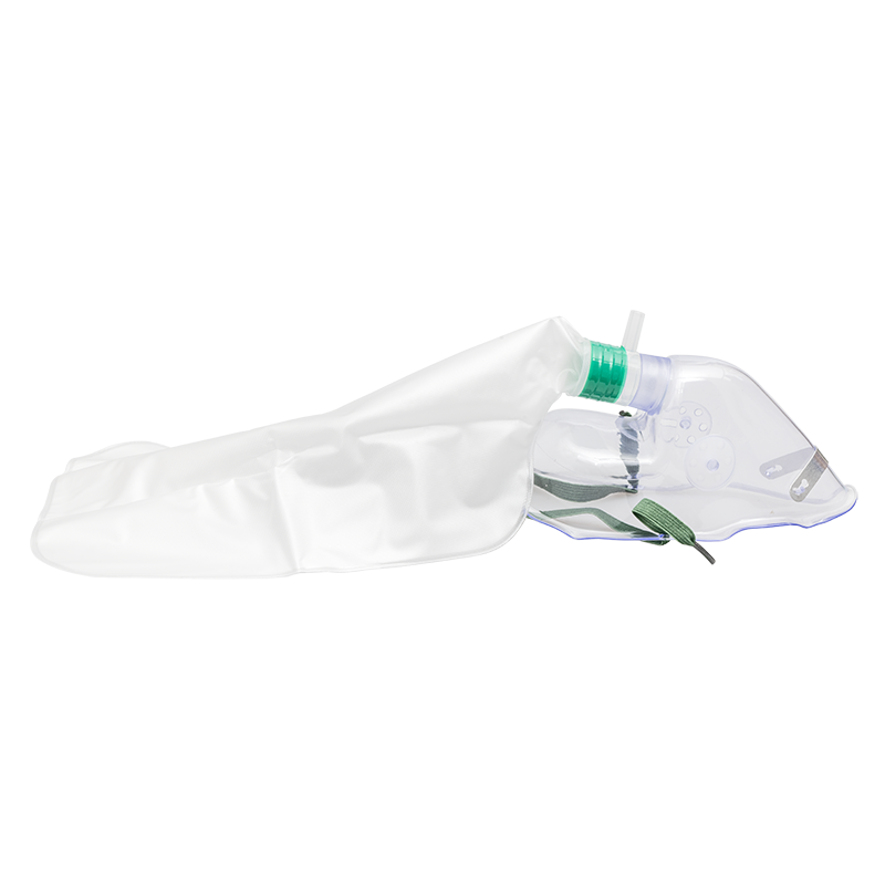 Non-Rebreather Elongated Mask with Safety Vent, Universal Connection, with 7' (2.1m) Tubing, 1000ml Reservoir Bag, Adult, 50 Quantity per Case