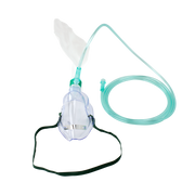 Non-Rebreather Elongated Mask, Standard Connection, with 7' (2.1m) Tubing, 1000ml Reservoir Bag, Adult, 50 Quantity per Case