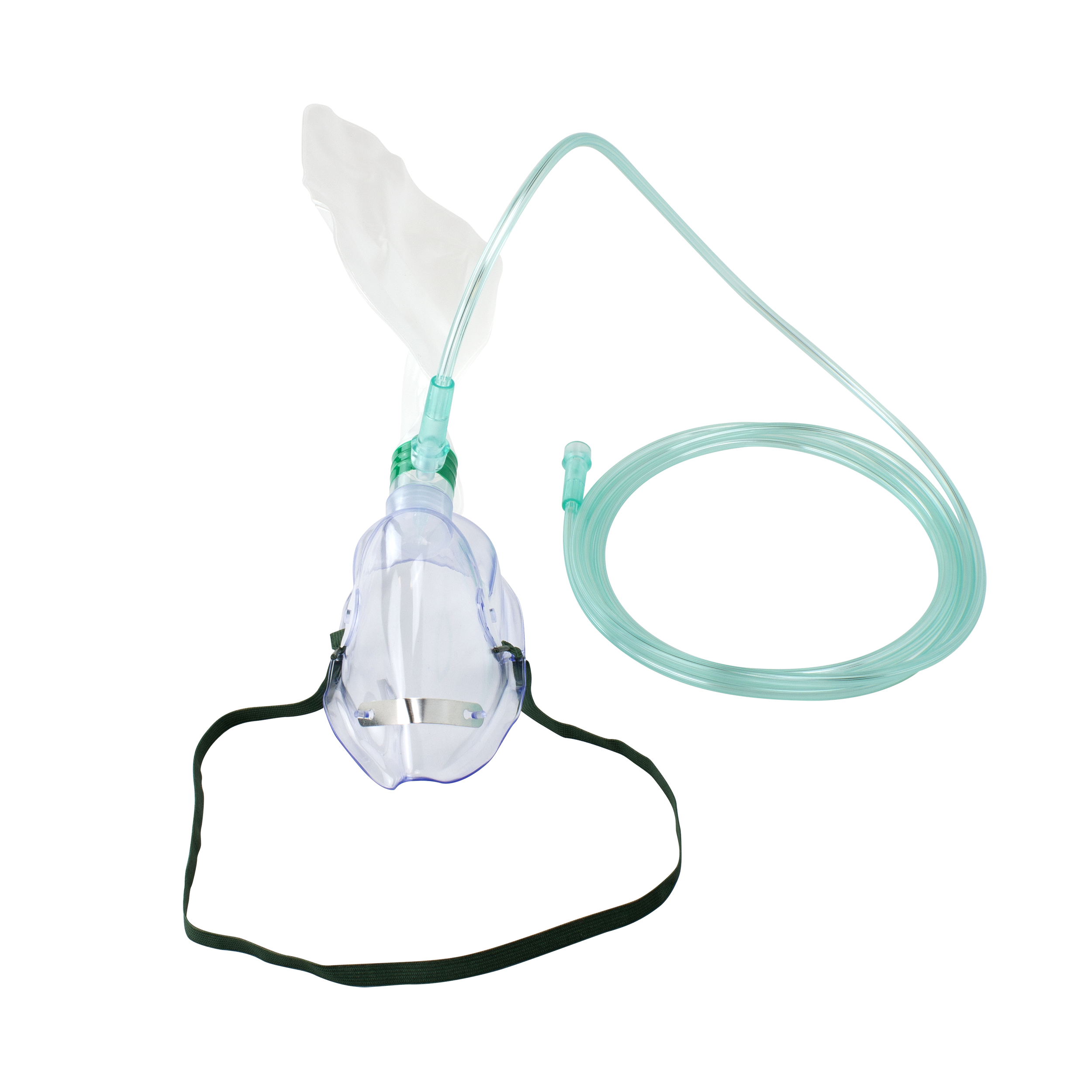 Non-Rebreather Elongated Mask, Standard Connection, with 7' (2.1m) Tubing, 1000ml Reservoir Bag, Adult, 50 Quantity per Case