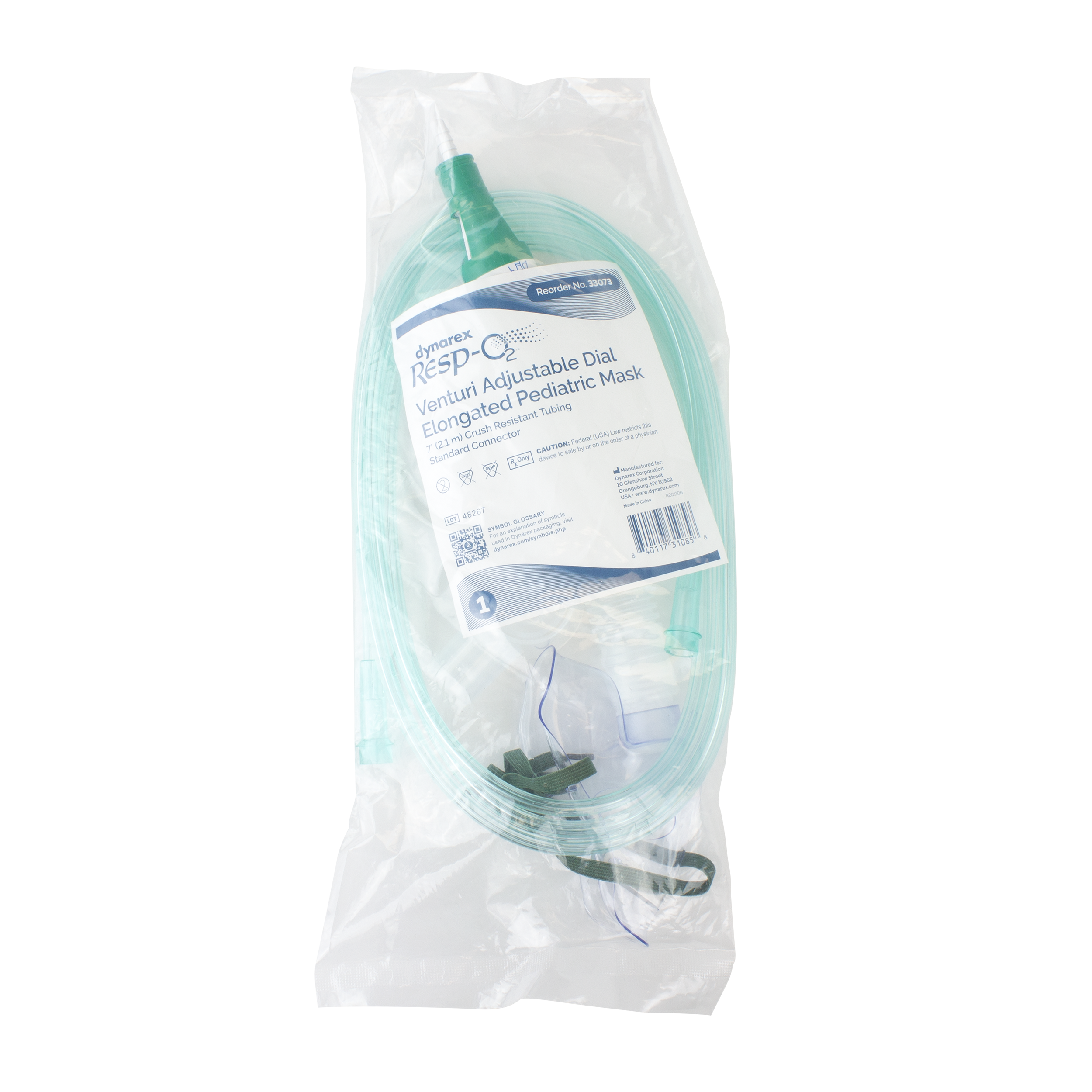 Venturi Adjustable Dial Elongated Mask with 7' (2.1m) Tubing, Pediatric, 50 Quantity per Case