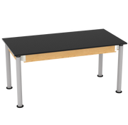 Uplift! Adjustable Height Table with Wood Apron - Red Oak, Phenolic, 60"W x 30"D x 26 - 40-1/2"H