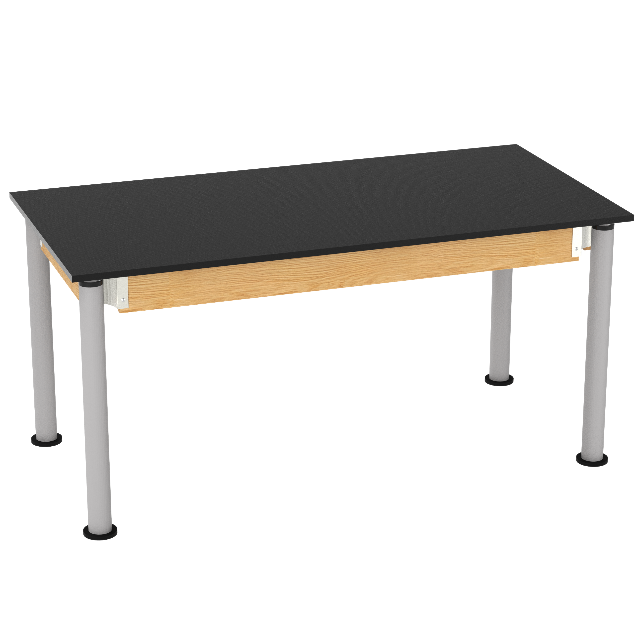 Uplift! Adjustable Height Table with Wood Apron - Red Oak, Phenolic, 60"W x 30"D x 26 - 40-1/2"H