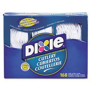 Dixie Heavyweight Disposable Forks, Knives & Spoons Combo Boxes by GP Pro - Cutlery Set - 56 x Spoon - 56 x Fork - 56 x Knife - White - 168 / Box