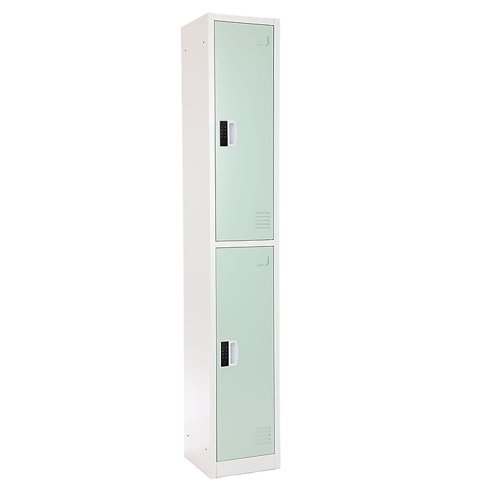 72" H x 12" W  2-Tier Steel Storage Locker with Digital Lock, Misty Green
