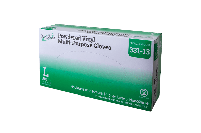 OmniShield Vinyl Powdered Clear Multi-Purpose Gloves (Large), 100 Pcs/Box, 10 Box/Cs