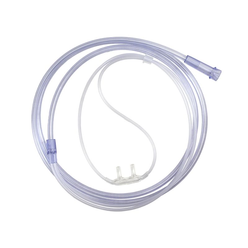 Nasal Oxygen Cannula Cushion Tip with 4' (1.2m) Crush Resistance Tubing (Clear), Standard Connector, Adult, 50 Quantity per Case