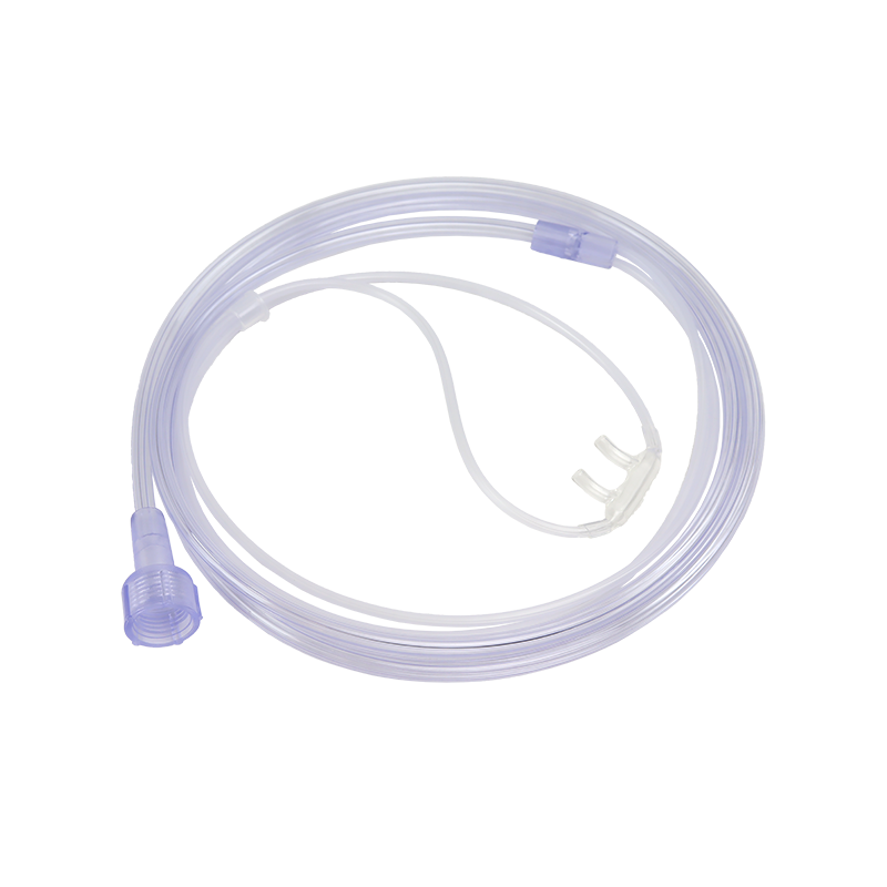 Nasal Oxygen Cannula Cushion Tip with 4' (1.2m) Crush Resistance Tubing (Clear), Universal Connector, Adult, 50 Quantity per Case
