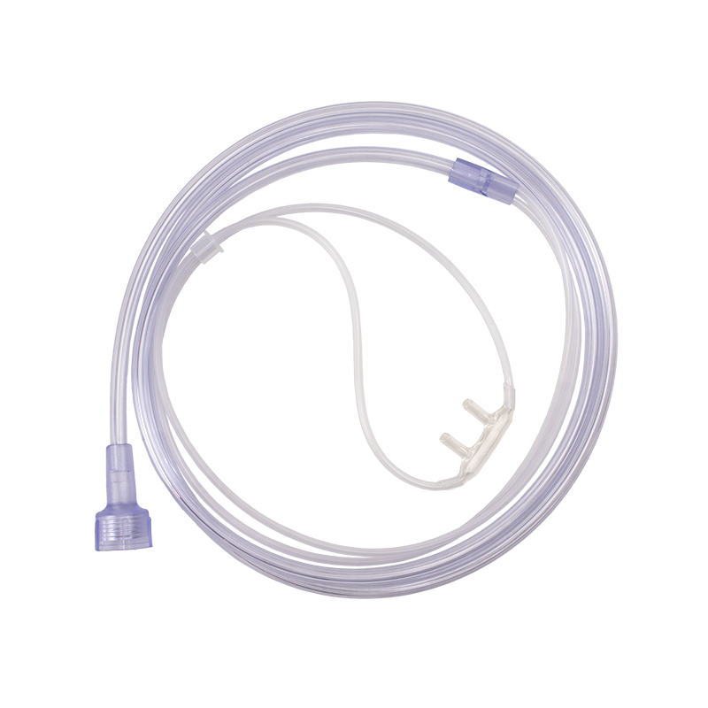 Nasal Oxygen Cannula Cushion Tip with 4' (1.2m) Crush Resistance Tubing (Clear), Universal Connector, Adult, 50 Quantity per Case