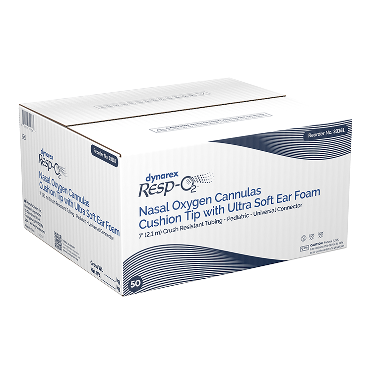 Nasal Oxygen Cannula Cushion Tip with Ultra Soft Ear Foam with 7' (2.1m) Crush Resistance Tubing, Universal Connector, Pediatric, 50 Quantity per Case