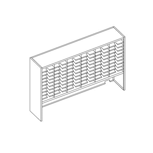 Mailflow Systems Sorter, Closed Back w/ 15" Elevation; 60 Sorting Pockets 15”D without Plexi Doors