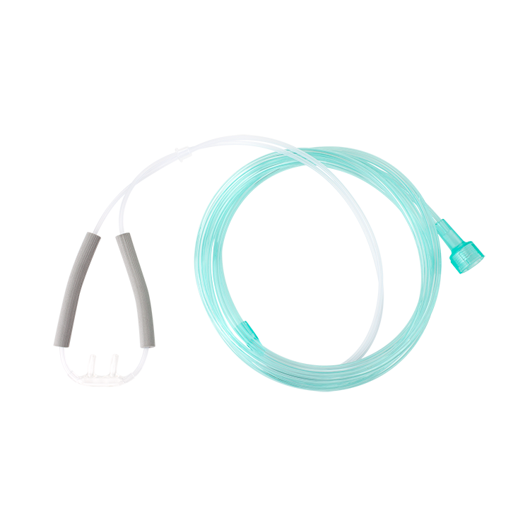 Nasal Oxygen Cannula Cushion Tip with Ultra Soft Ear Foam with 7' (2.1m) Crush Resistance Tubing, Universal Connector, Adult, 50 Quantity per Case