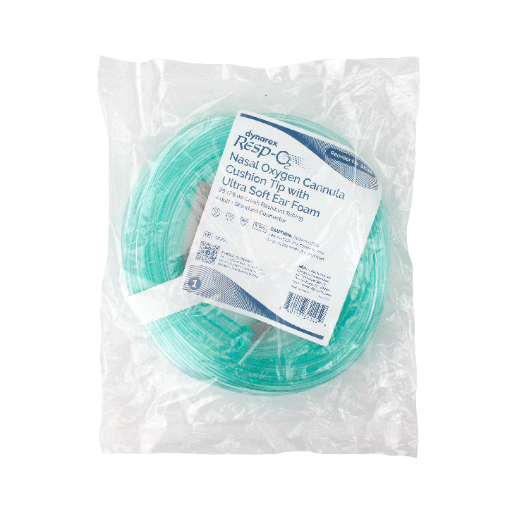 Nasal Oxygen Cannula Cushion Tip with Ultra Soft Ear Foam with 25' (7.6m) Crush Resistance Tubing, Standard Connector, Adult, 25 Quantity per Case