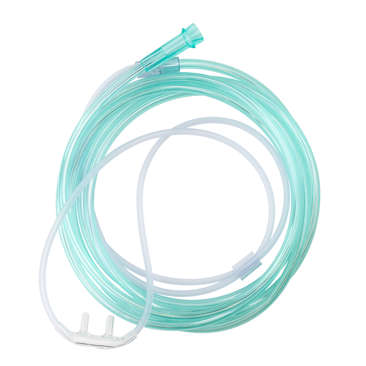 Nasal Oxygen High Flow Cannula Cushion Tip with 7' (2.1m) Crush Resistant Tubing, Standard Connector, 25 Quantity per Case