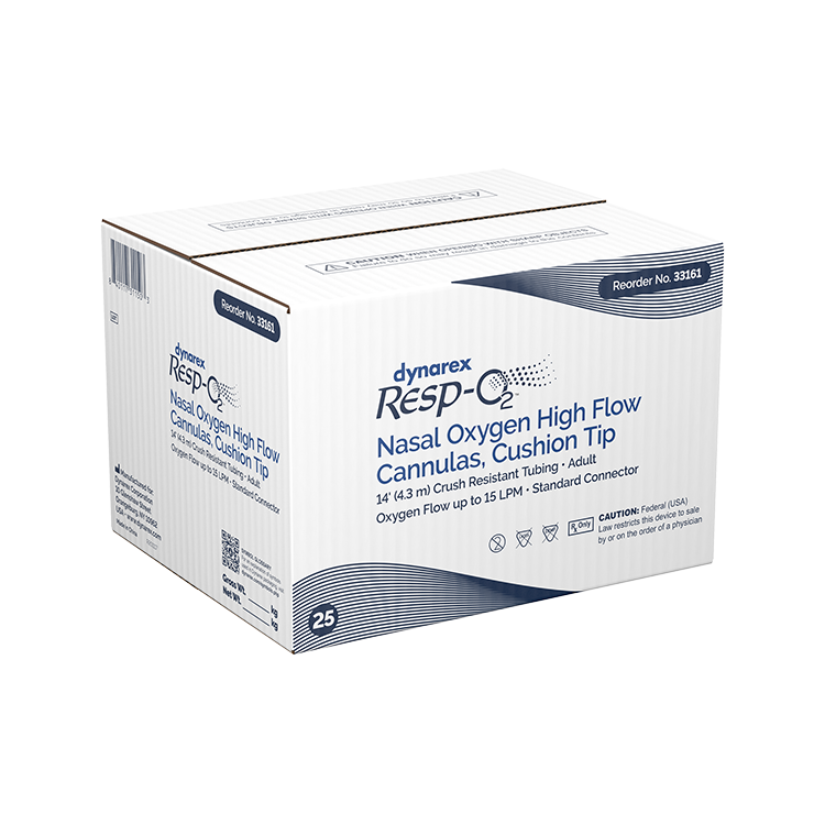 Nasal Oxygen High Flow Cannula with 14' (4.3m) Crush Resistant Tubing, Standard Connector, 25 Quantity per Case