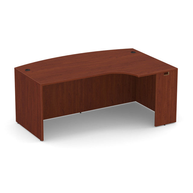 OfficeSource Laminate 71" Bow Front Desk Shell with Right Corner Extension - Cherry