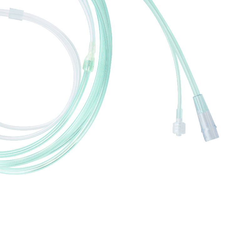 EtCO2 Nasal Sampling Cannula with 7' (2.1m) Tubing with Male Luer and Standard Connector, Infant, 25 Quantity per Case
