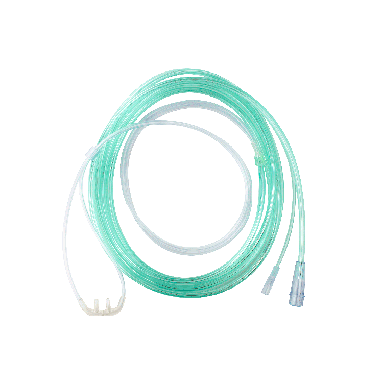 EtCO2 Nasal Sampling Cannula with 7' (2.1m) Tubing with Female Luer and Standard Connector, Pediatric, 25 Quantity per Case