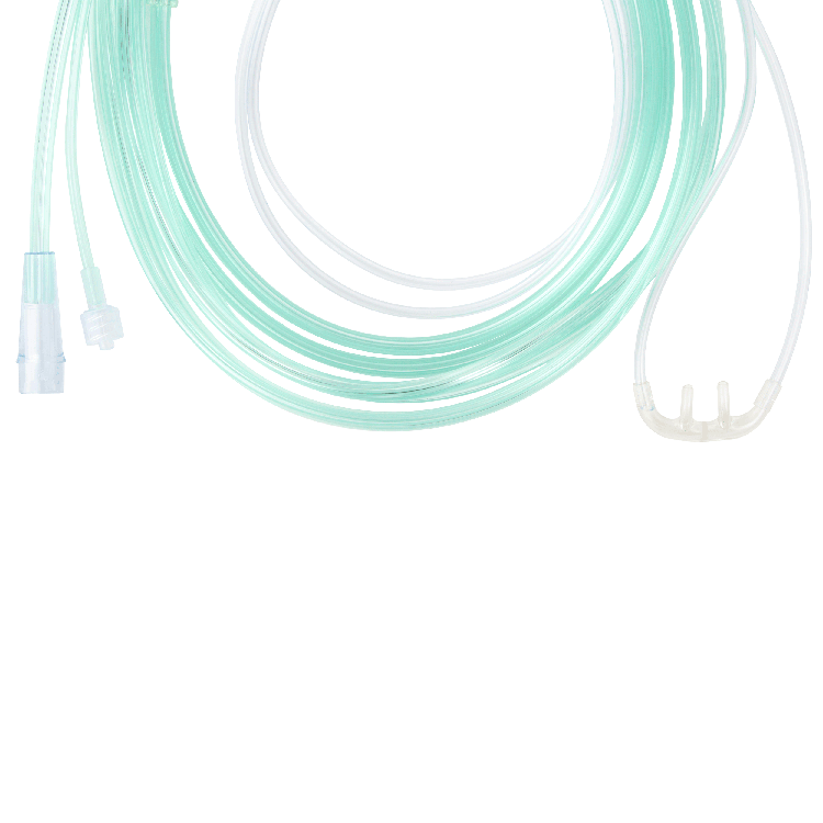 EtCO2 Nasal Sampling Cannula with 10' (3.0m) Tubing with Male Luer and Standard Connector, Pediatric, 25 Quantity per Case