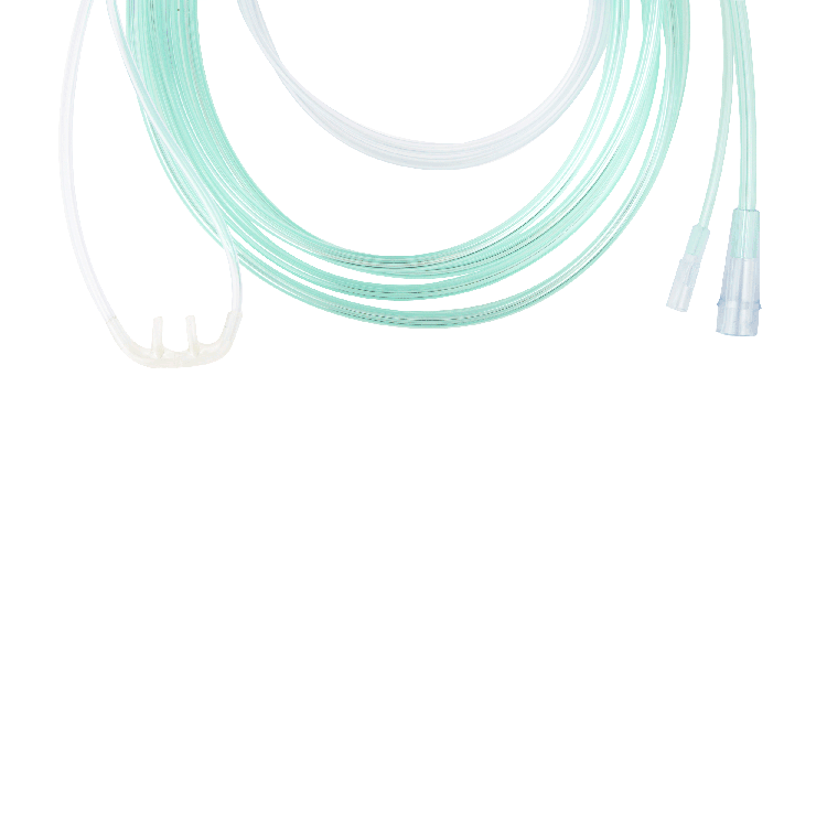 EtCO2 Nasal Sampling Cannula with 10' (3.0m) Tubing with Female Luer and Standard Connector, Pediatric, 25 Quantity per Case