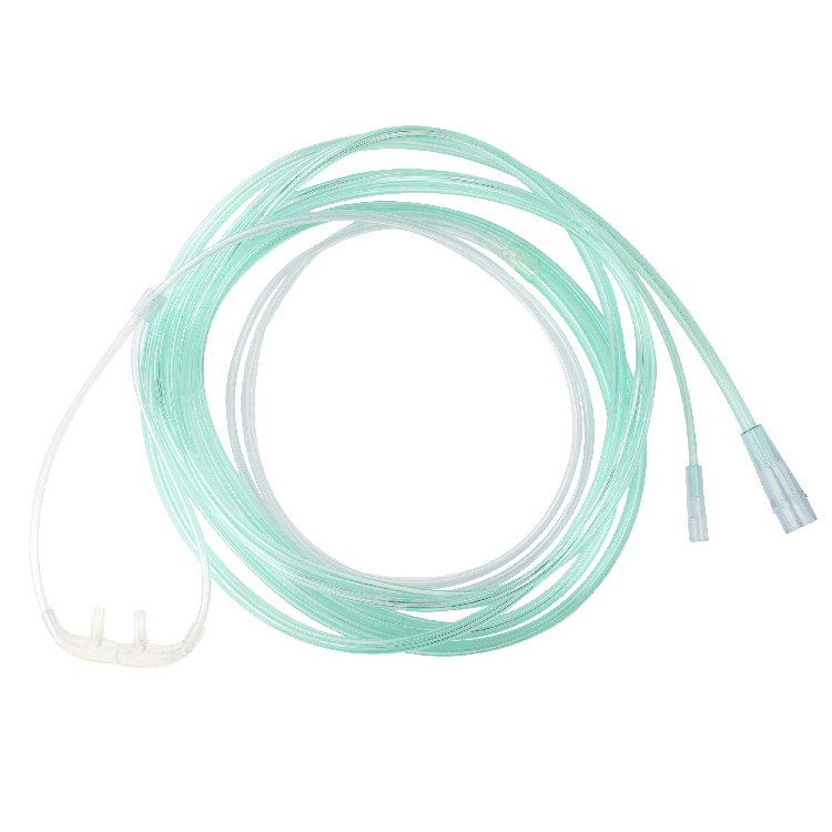 EtCO2 Nasal Sampling Cannula with 10' (3.0m) Tubing with Female Luer and Standard Connector, Adult, 25 Quantity per Case