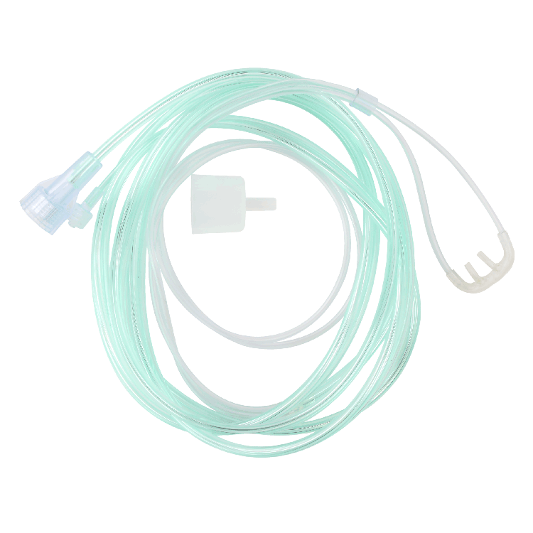 EtCO2 Nasal Sampling Cannula with 7' (2.1m) Tubing with Male Luer and Universal Connector, Pediatric, 25 Quantity per Case