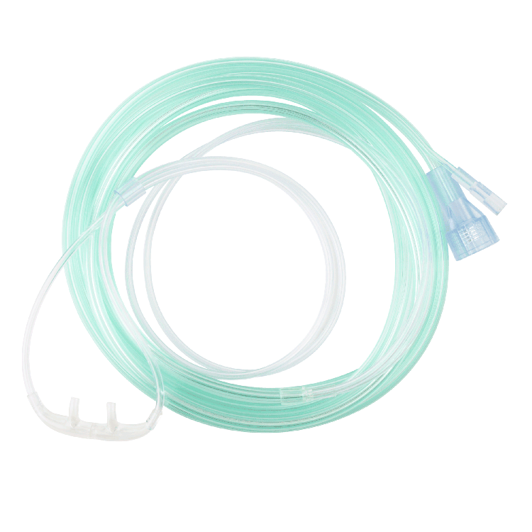 EtCO2 Nasal Sampling Cannula with 7' (2.1m) Tubing with Female Luer and Universal Connector, Adult, 25 Quantity per Case