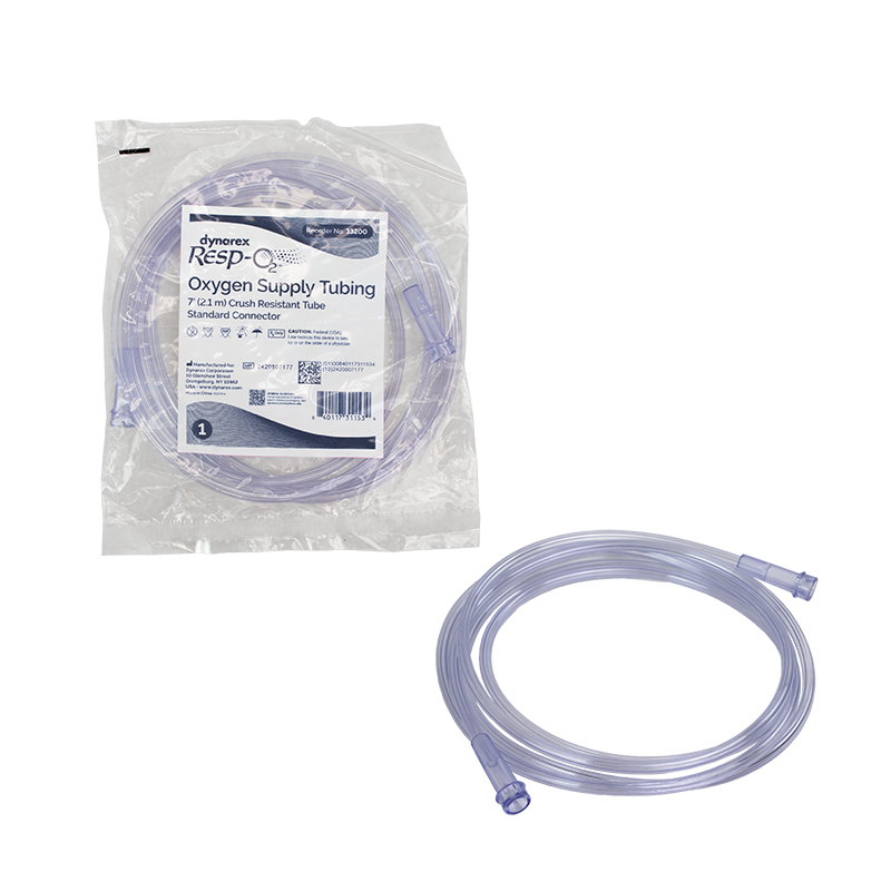 Oxygen Supply 7' (2.1m) Crush Resistant Tubing (Clear), Standard Connector, 50 Quantity per Case