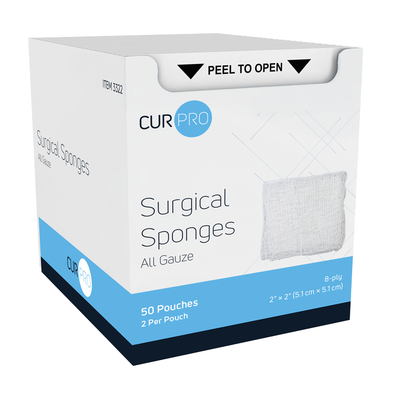 Surgical Gauze Sponge - Sterile 2's, 2" x 2" 8 Ply - 50 pcs per Box/30 Boxes per Case