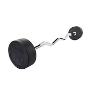 Rubber Coated Fixed Curl Barbell, 70Lb