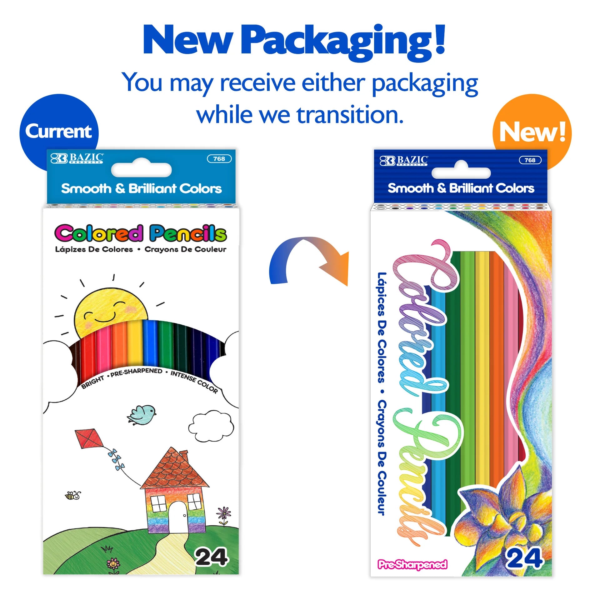 Colored Pencils, Assorted Colors, Pack of 24