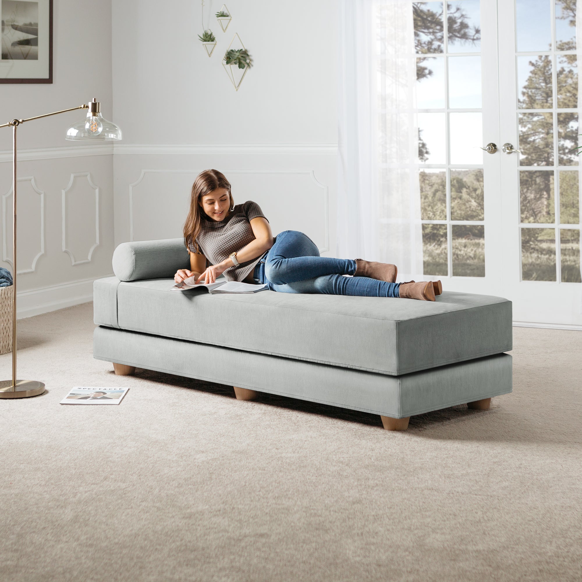 Jaxx Alon Daybed | Fold-Out Sleeper | Queen-Size Mattress - Ice