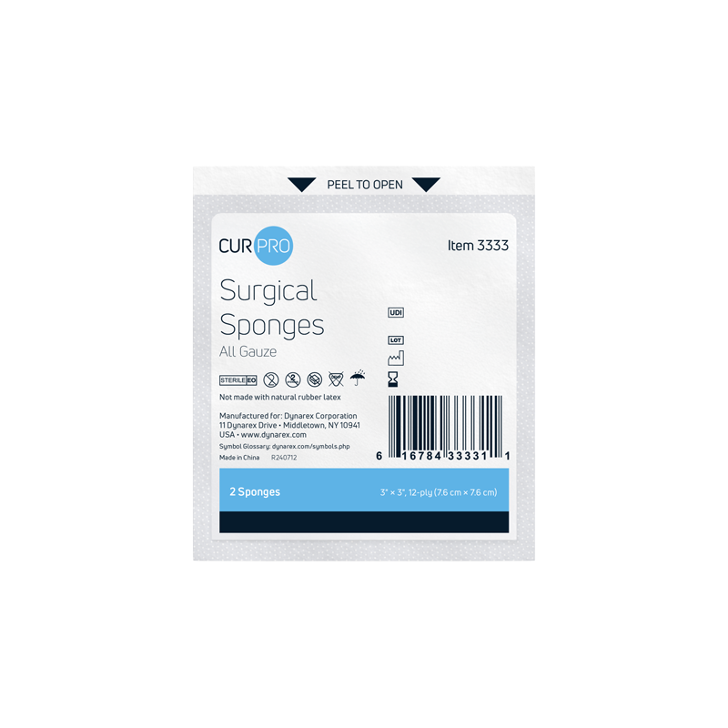 Surgical Gauze Sponge - Sterile 2's, 3" x 3" 12 Ply - 25 pcs per Box/25 Boxes per Case