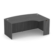 OfficeSource Laminate 71" Bow Front Desk Shell with Right Corner Extension - Coastal Gray