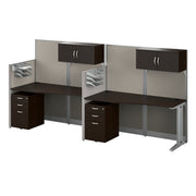 Bush Business Furniture Office in an Hour 2 Person Straight Cubicle Desks with Storage, Drawers, and Organizers in Mocha Cherry - 128.98" Width x 32.24" Depth x 62.87" Height