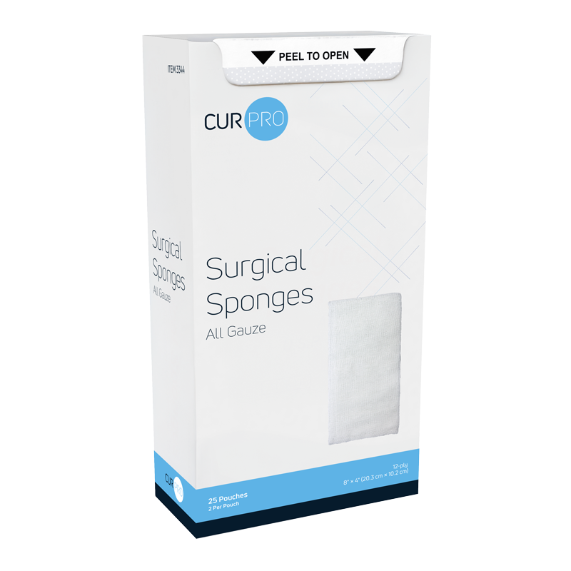 Surgical Gauze Sponge - Sterile 2's, 8" x 4" 12 Ply - 25 pcs per Box/20 Boxes per Case