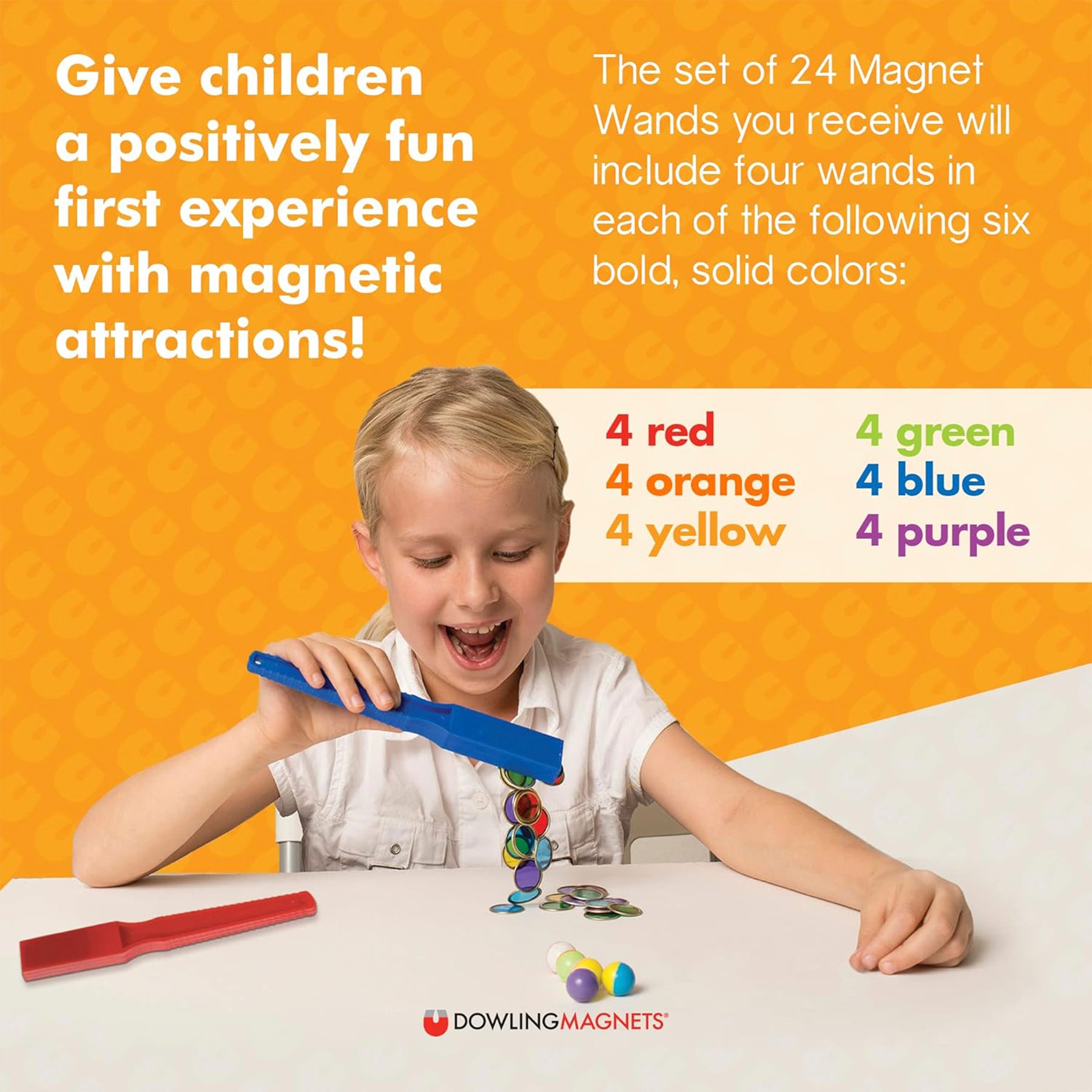 Magnet Wand, Assorted Primary Colors, Pack of 24