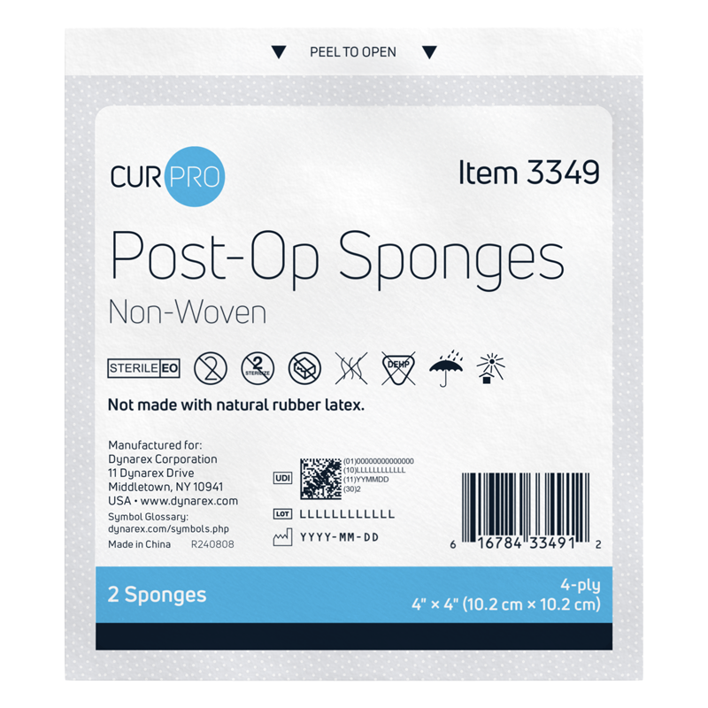 Post-op Sponge - Sterile 2's, 4" x 4" 4 Ply - 25 pcs per Box/24 Boxes per Case