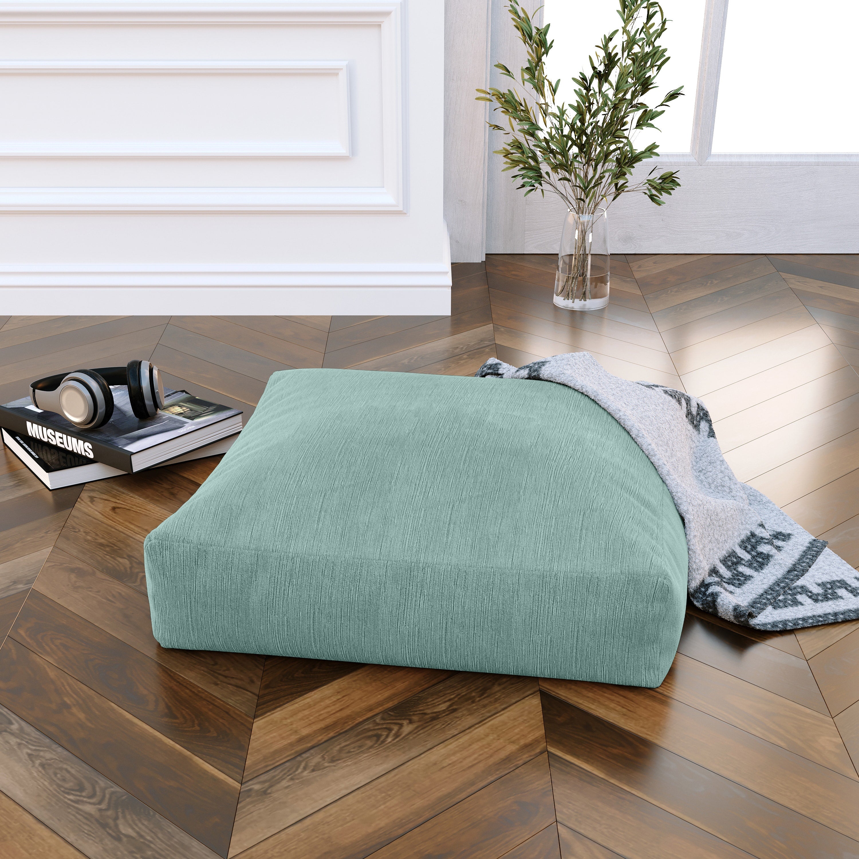 Jaxx Brio Large Décor Floor Pillow/Meditation Yoga Cushion, Plush Microvelvet, Caribbean