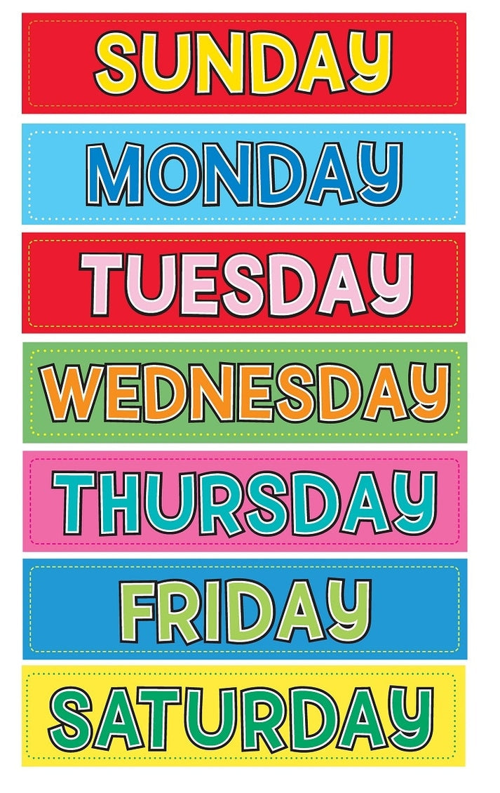 Days of the Week Cards, 2.5"x11"