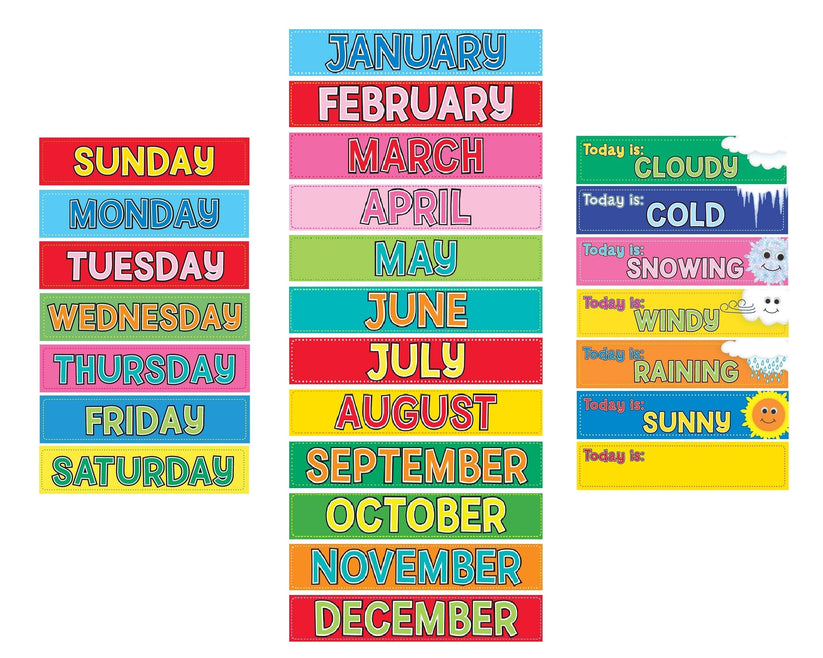 Calendar Month Cards 12 pack + Days of the Week Cards 14 pack COMBO
