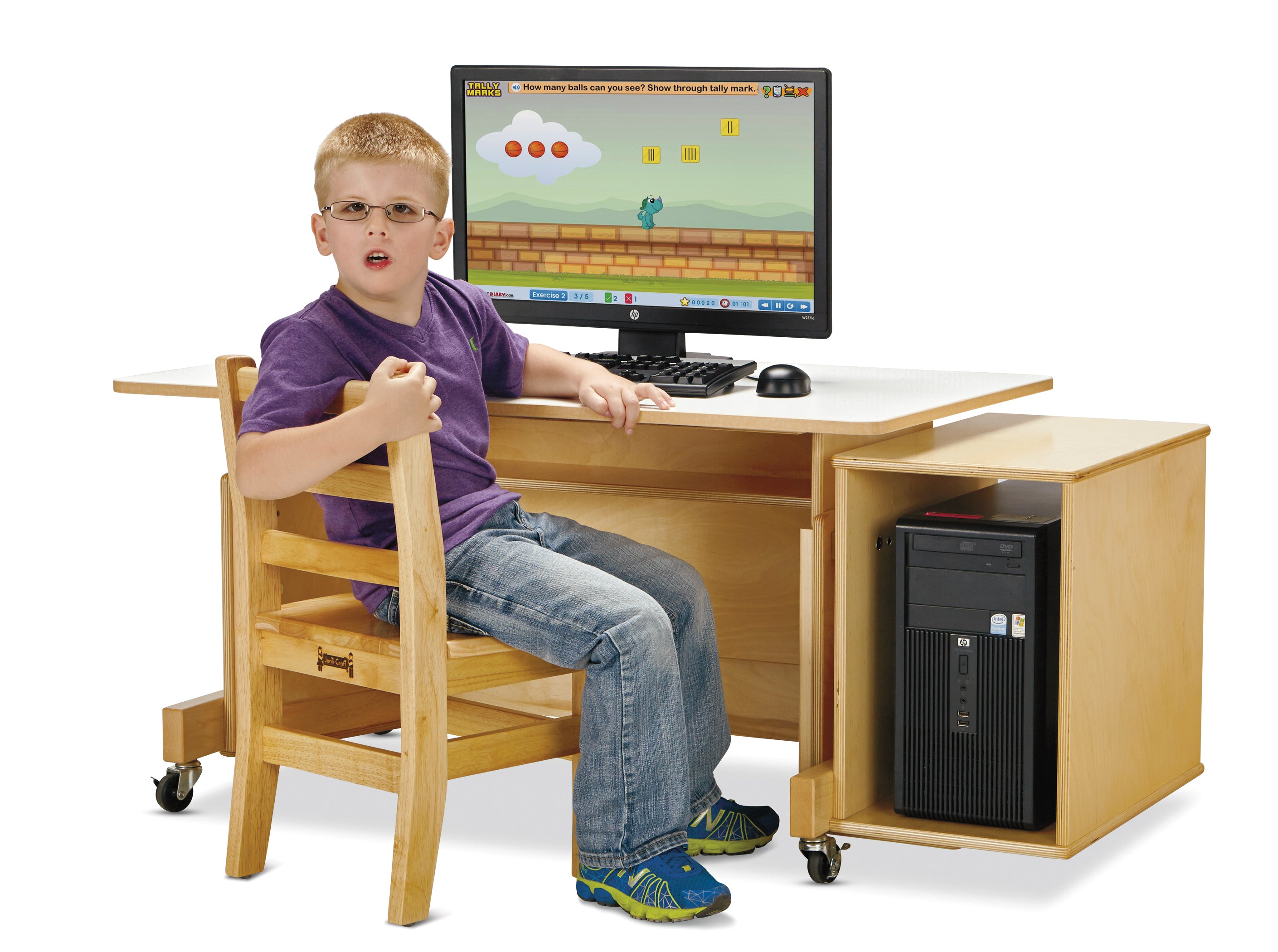 Jonti-Craft® Apollo Single Computer Desk - Maple Top